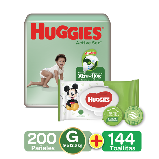 Combo Pañales Etapa 3, 200 Uds + Toallitas Húmedas 144 Uds